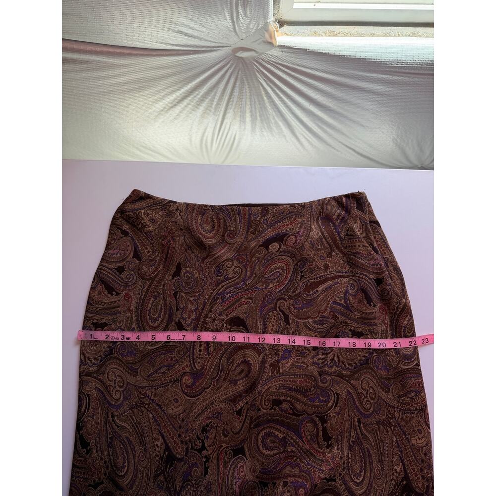 Vintage Jones NYC Womens 100% Silk Midi Skirt Size 14 Brown Floral Dark Fairy - Picture 8 of 9